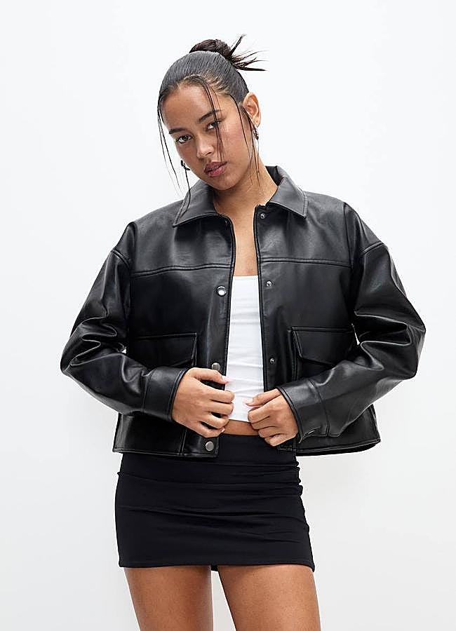 Imagen - Chaqueta efecto piel con cuello camisero