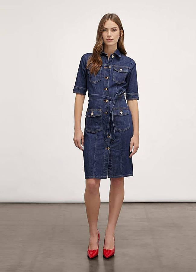 Imagen - Vestido vaquero midi con cinturón de lazada