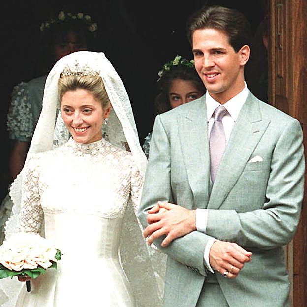 Marie-Chantal Miller y Pablo de Grecia, el día de su boda en 1995. 