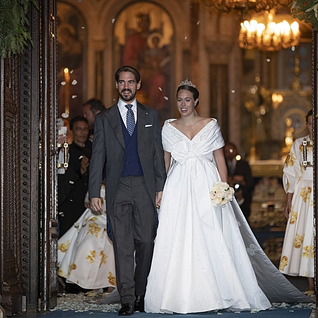 La rica heredera Nina Flohr el día de su boda con el príncipe Philippos de Grecia, celebrada en 2021.