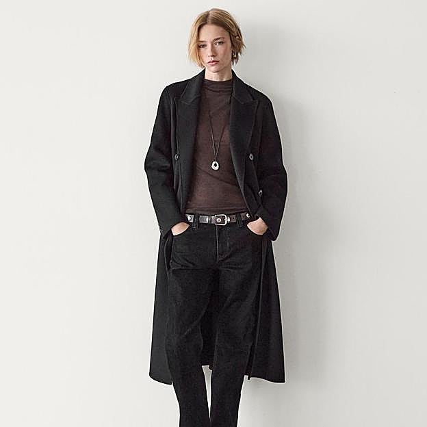 Abrigo largo cruzado mezcla lana (199€)