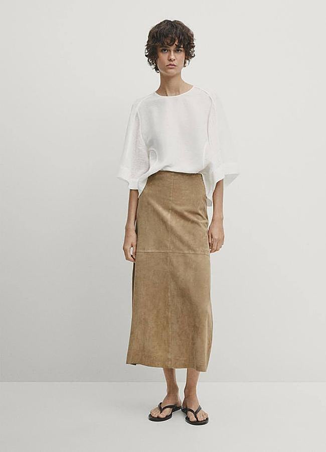 Imagen - Falda de ante midi fluida