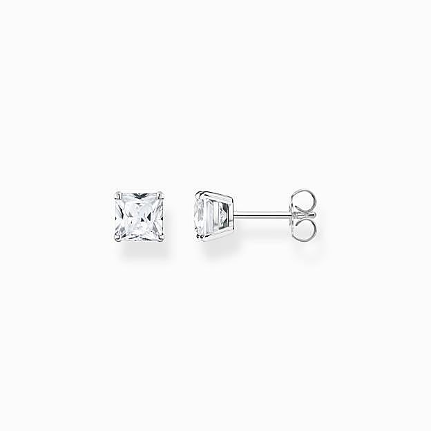 Pendientes con piedra blancas plata (59€)