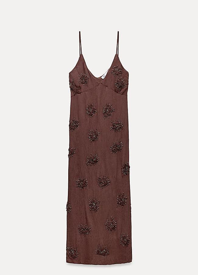 Imagen - Vestido lencero con abalorios de Zara.