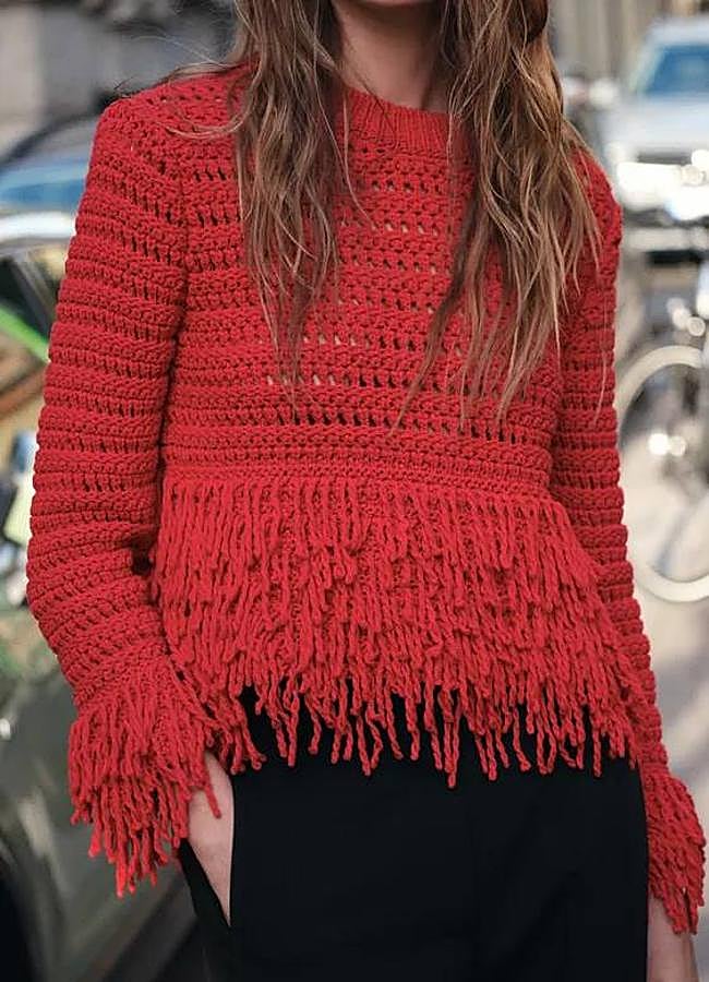 Imagen - Jersey con flecos color rojo