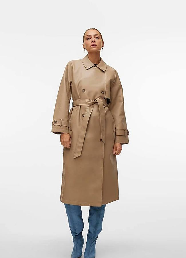 Imagen - Gabardina efecto piel midi camel