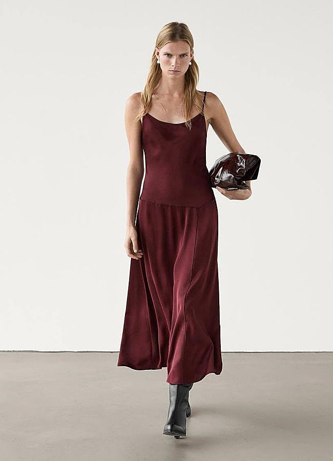 Imagen - Vestido satinado color burdeos