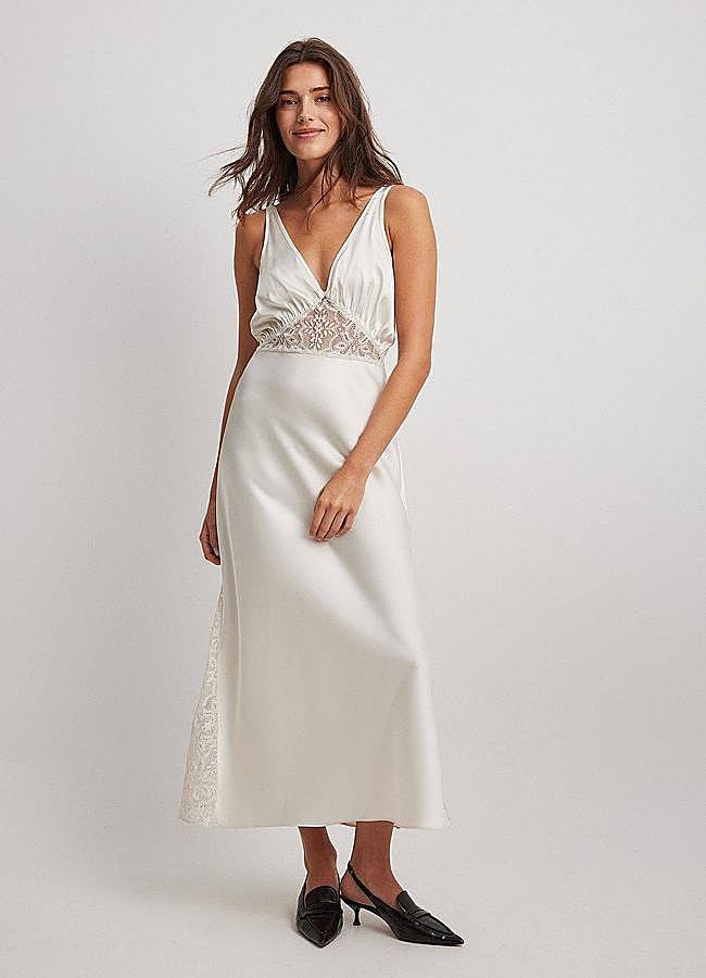 Imagen - Slip dress satinado con encaje transparente