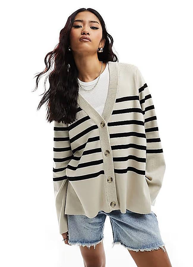 Imagen - Cárdigan oversize con estampado de rayas