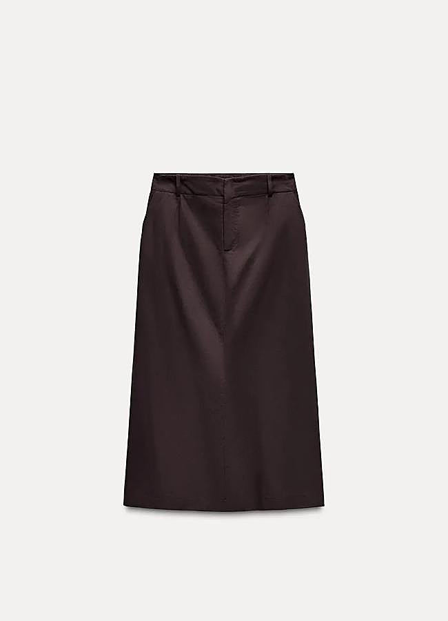 Imagen - Falda de tubo marrón de Zara, 35,95 euros.