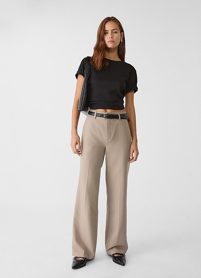 Imagen - Pantalones de traje con cinturón en beige