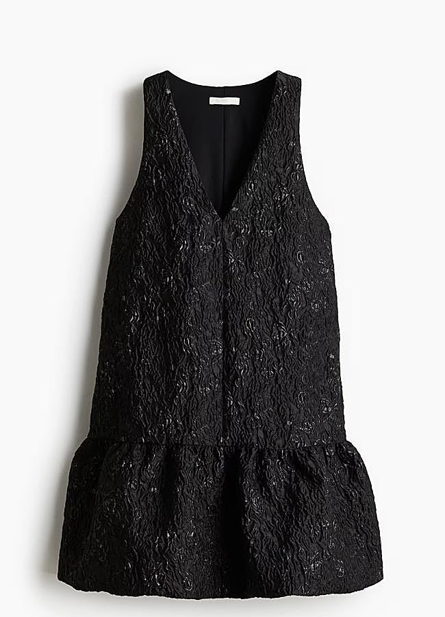 Imagen - Vestido mini en jacquard de color negro de H&M.