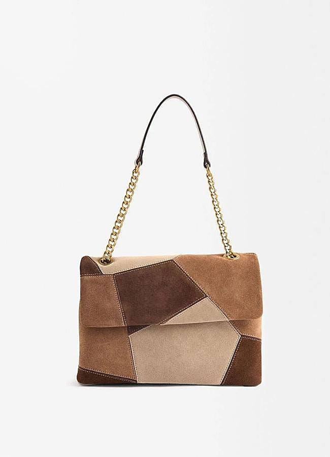 Imagen - Bolso de piel de ante con estampado patchwork