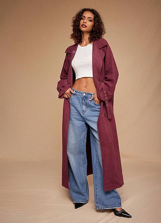 Imagen - Gabardina burdeos fluida de antelina