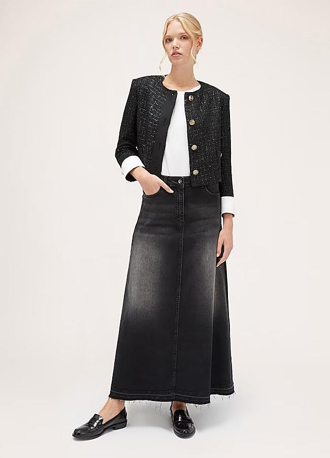 Imagen - Falda vaquera midi color negro