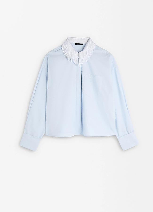 Imagen - Camisa azul con cuello detalle de flecos de Parfois.