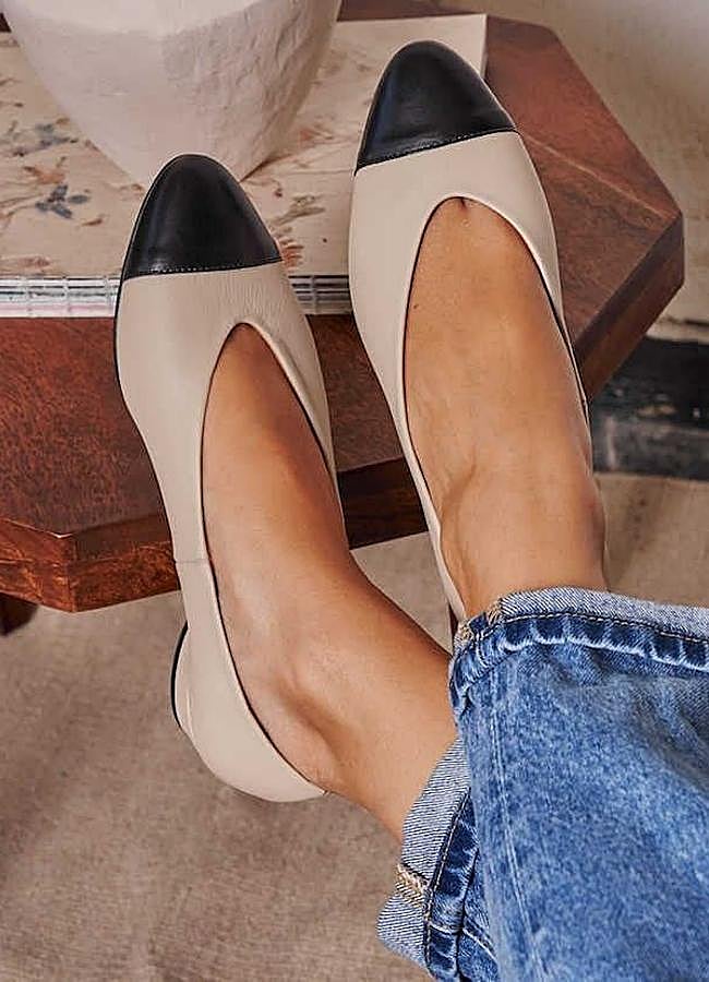 Imagen - Bailarinas con punta negra y tacón bajo redondo