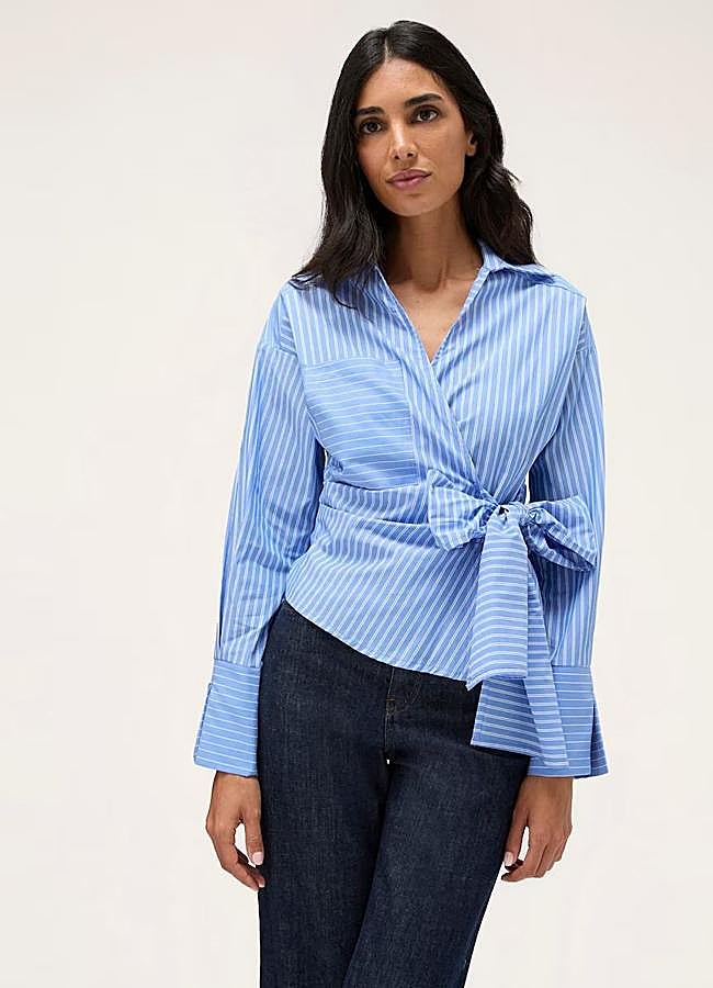 Imagen - Camisa de rayas cruzada con lazo