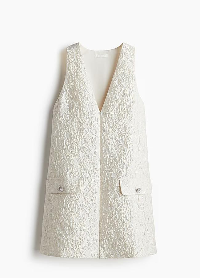 Imagen - Mini vestido blanco jacquard de H&M, 39,99 euros.