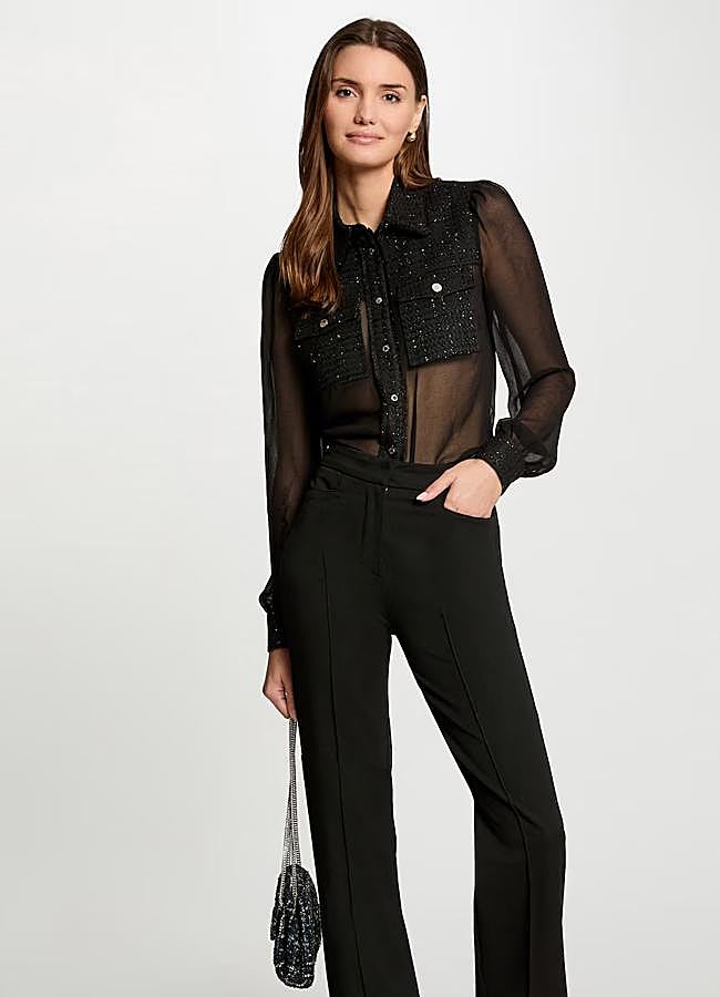 Imagen - Camisa con semitransparencias y tweed de Morgan, 55 euros.