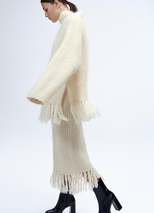 Imagen - Jersey de flecos largo con cuello perkins