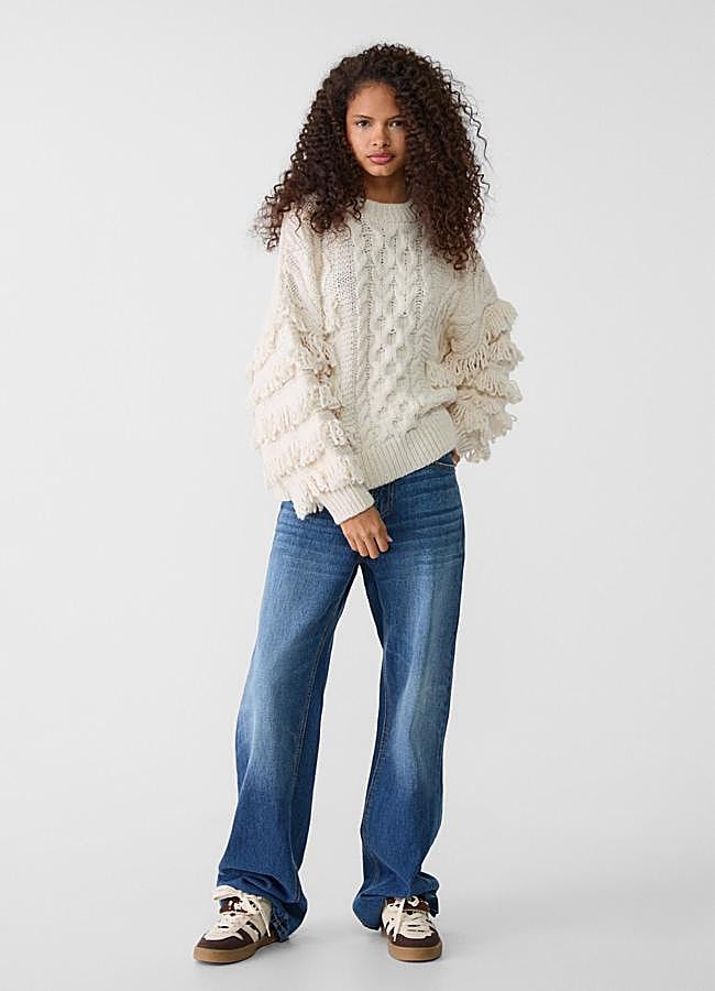 Imagen - Jersey de flecos oversize con manga abullonada