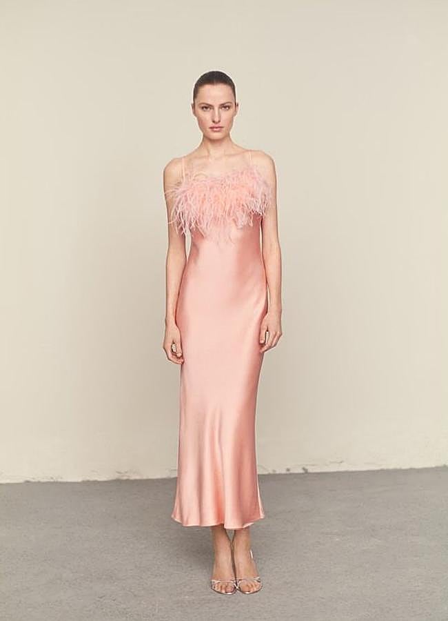 Imagen - Vestido de plumas satinado estilo lencero