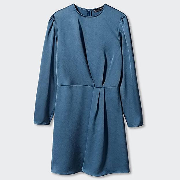 Imagen principal - Vestido satinado de Mango Outlet (9,99€)/ Vestido largo satinado con encaje de Parfois (49,99€)/ Vestido midi satinado cuello drapeado de Massimo Dutti (89,95€)