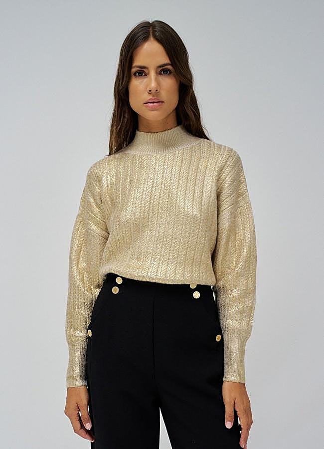 Imagen - Jersey con brillo dorado de cuello perkins