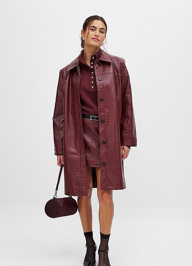 Imagen - Chaqueta de cuero sintético burdeos efecto coco