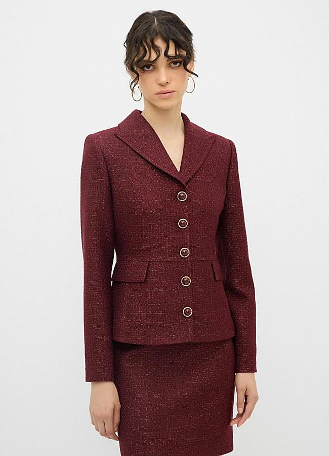 Imagen - Traje de tweed con falda en burdeos