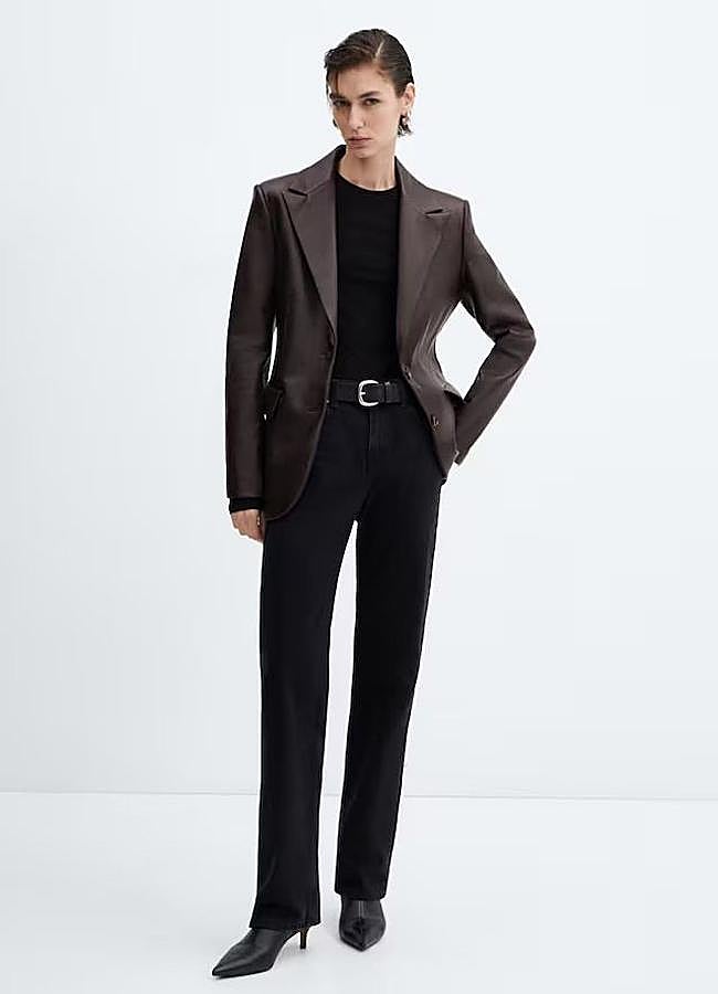 Imagen - Blazer efecto piel entallada marrón chocolate