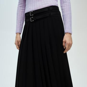 Imagen secundaria 1 - Falda plisada con doble cinturón de Mango.