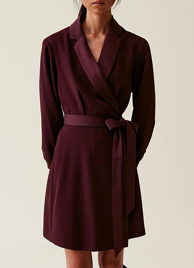 Imagen - Vestido blazer burdeos con cinturón