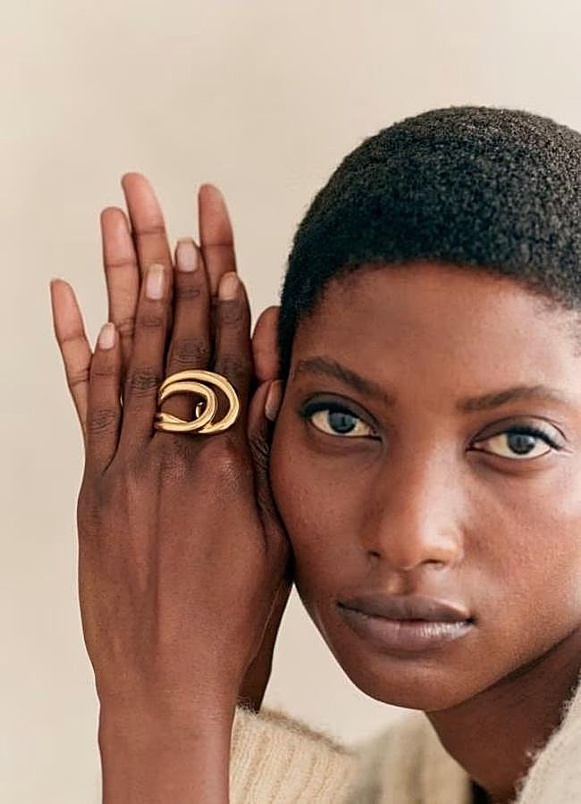 Imagen - Anillo dorado XL con forma geométrica