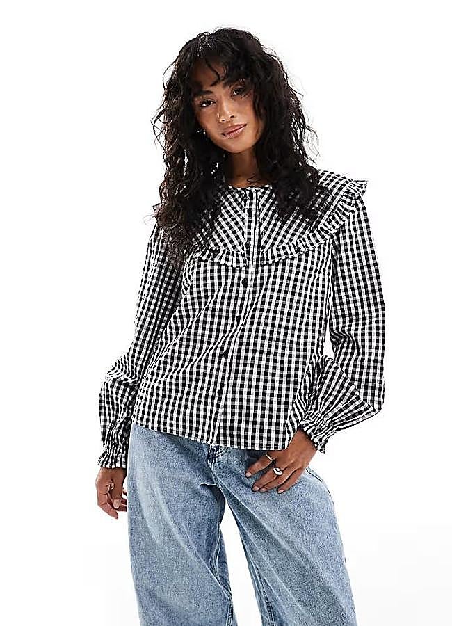 Imagen - Blusa con cuello bobo de vichy