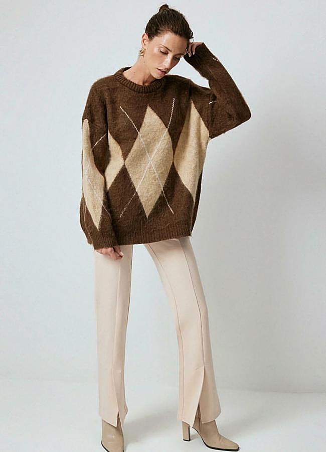 Imagen - Jersey de rombos oversize en tono marrón