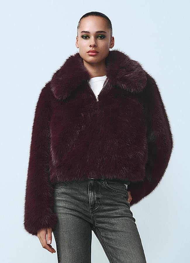 Imagen - Chaqueta de pelo en tono burdeos