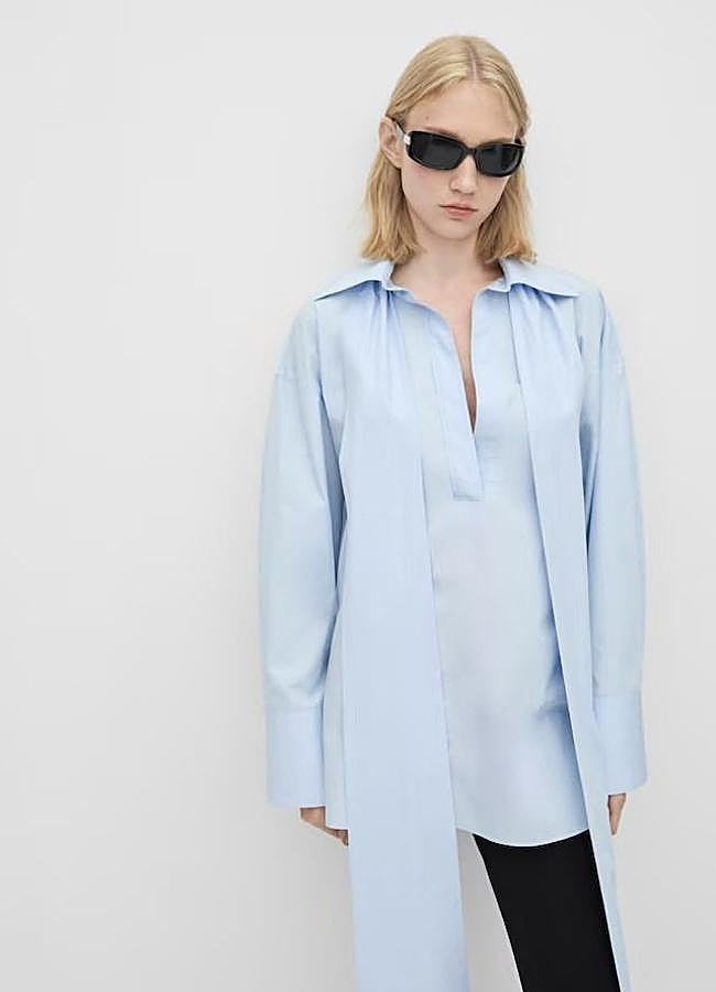 Imagen - Camisa con lazada de popelín celeste