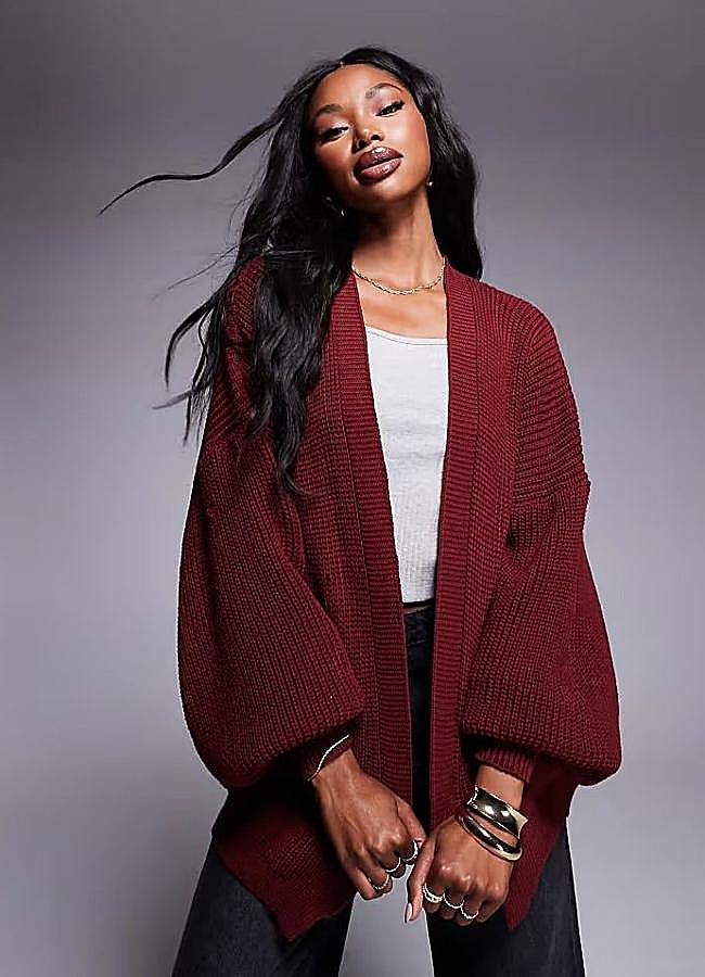 Imagen - Chaqueta de punto grueso burdeos