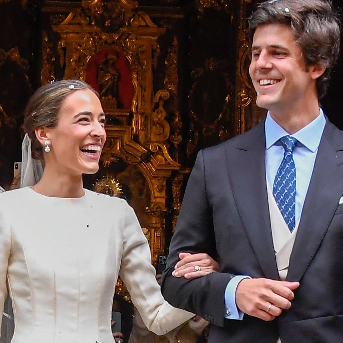 Borja Corsini, con su mujer, pletórico el día de su boda.