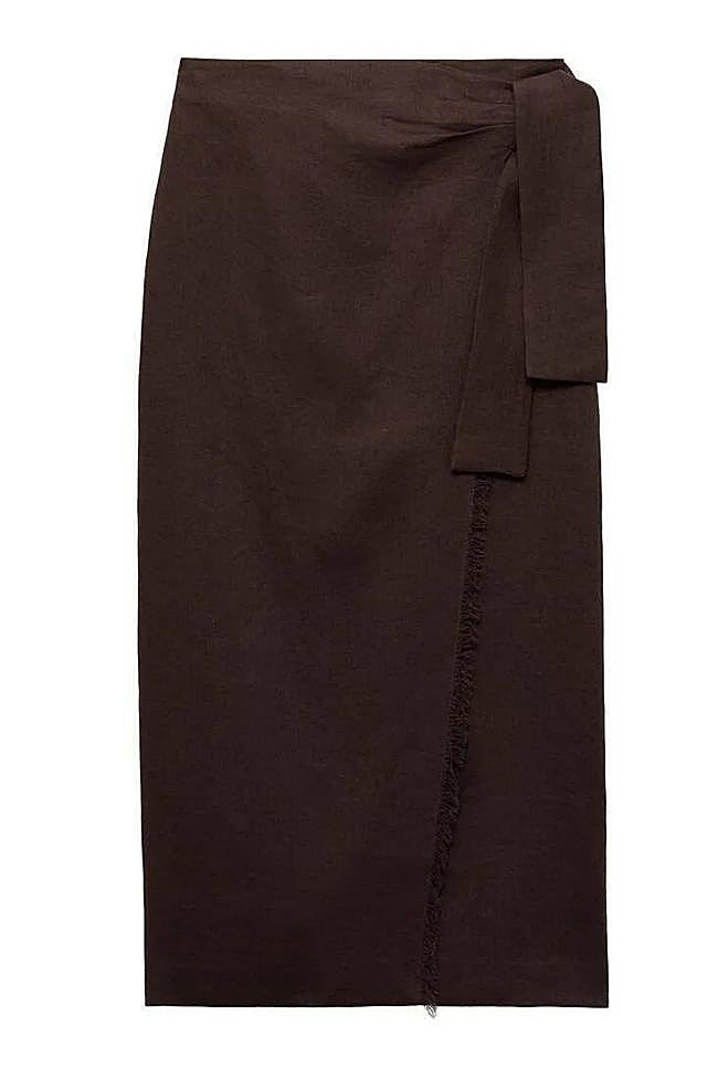 Falda marrón de Mango, 49,99 euros.