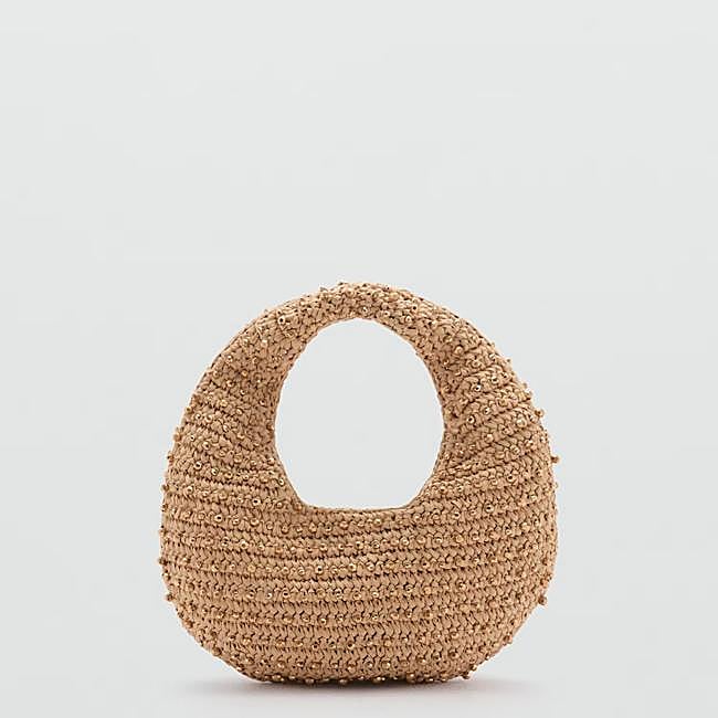 Bolso de rafia con abalorios