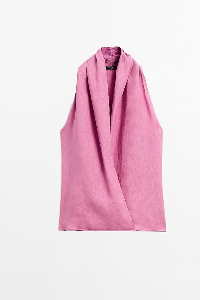 Top cruzado halter Massimo Dutti.