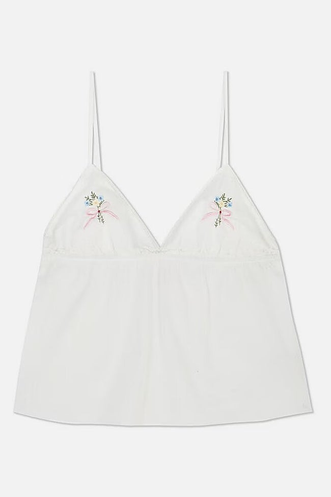 Camiseta de tirantes bordada Primark.