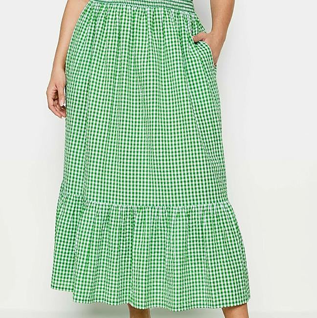 Falda de vichy con cintura elástica