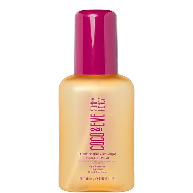 Tan Boosting Anti-aging Body Oil SPF30 de Coco&Eve. Precio: 33 euros