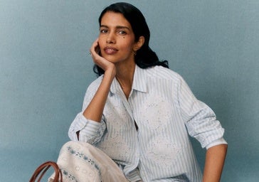 Conjunto de la colección de Sézane x Andión Clothing.