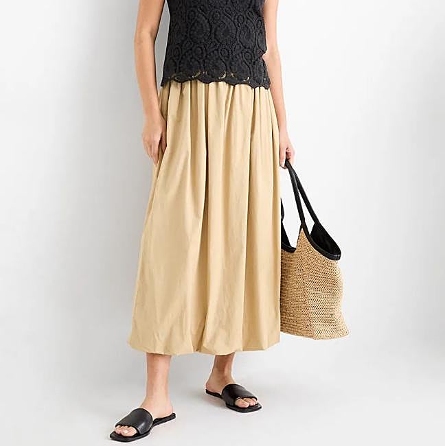 Falda globo fluida beige