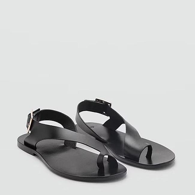 Sandalias de dedo en tejido de piel